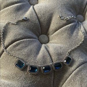 Blue Stone and silver necklace 18”